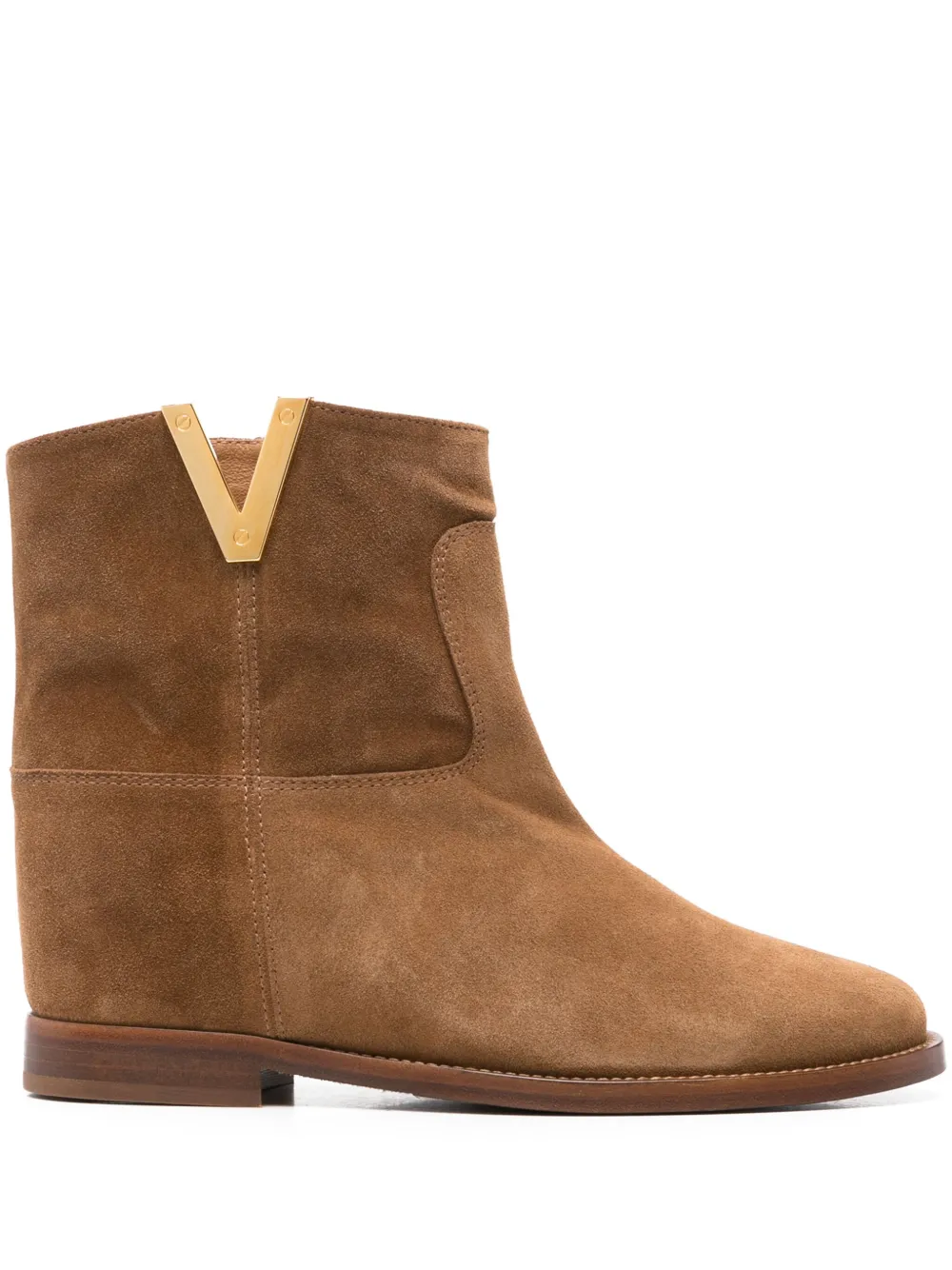 Via Roma 15 logo-plaque suede boots Brown