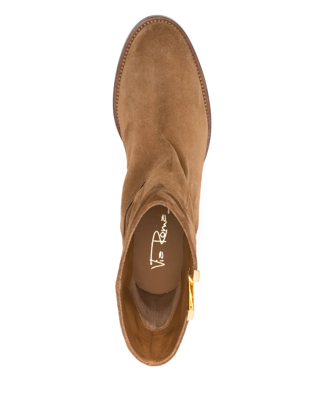 Via Roma 15 logo-plaque suede boots Brown