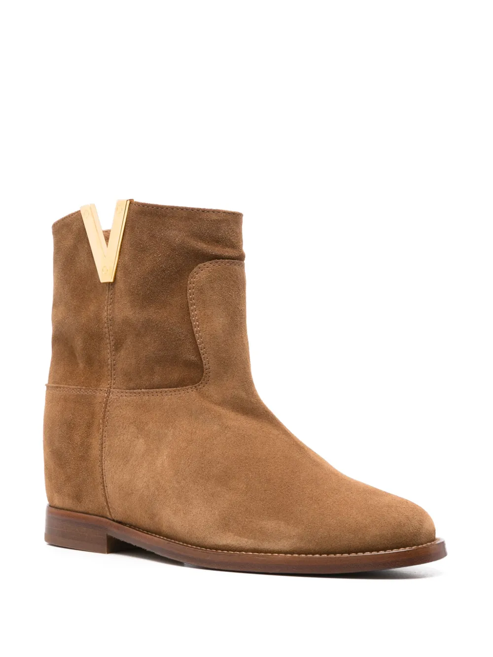 Via Roma 15 logo-plaque suede boots Brown