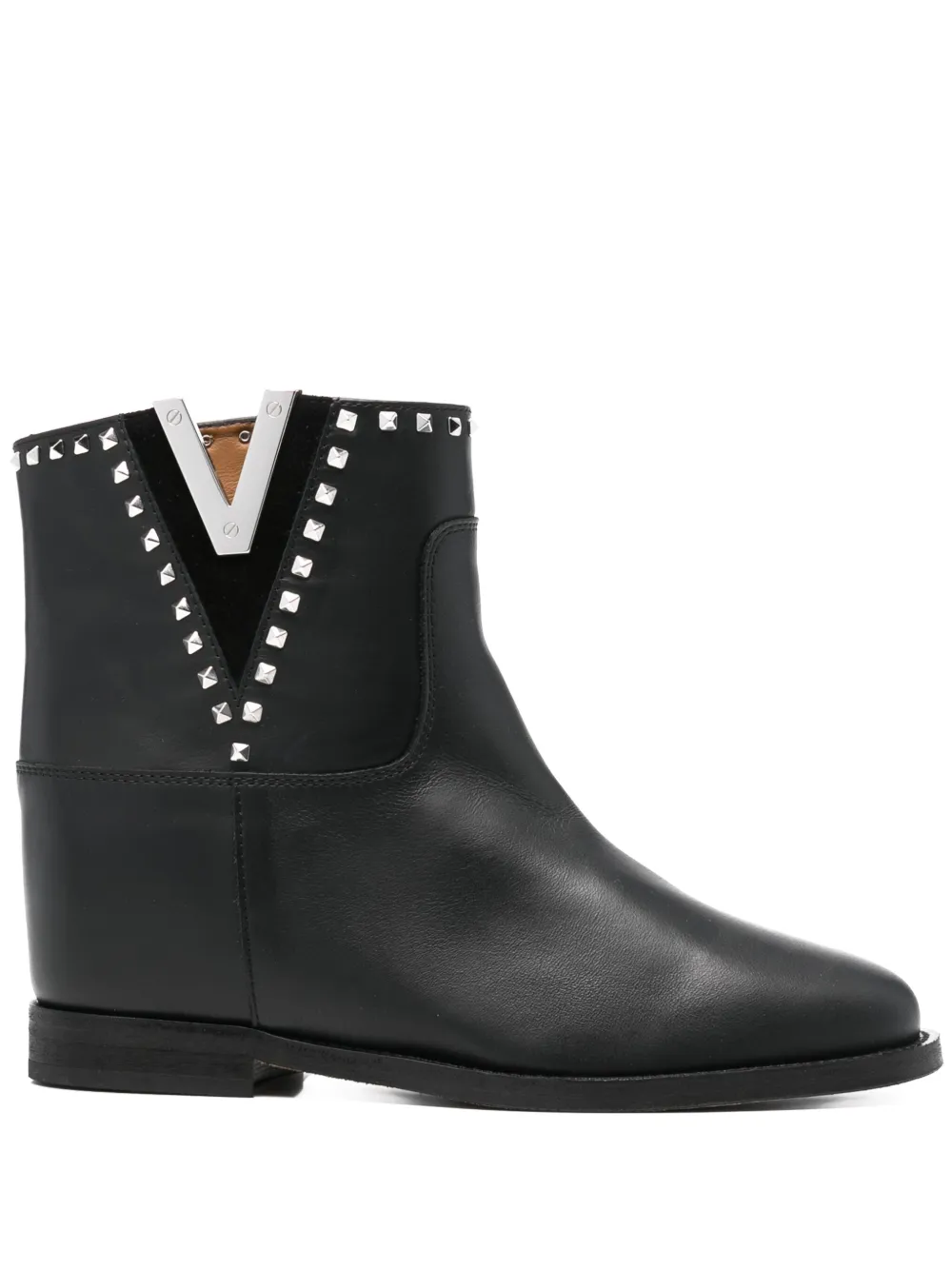 Via Roma 15 logo-plaque leather boots Black