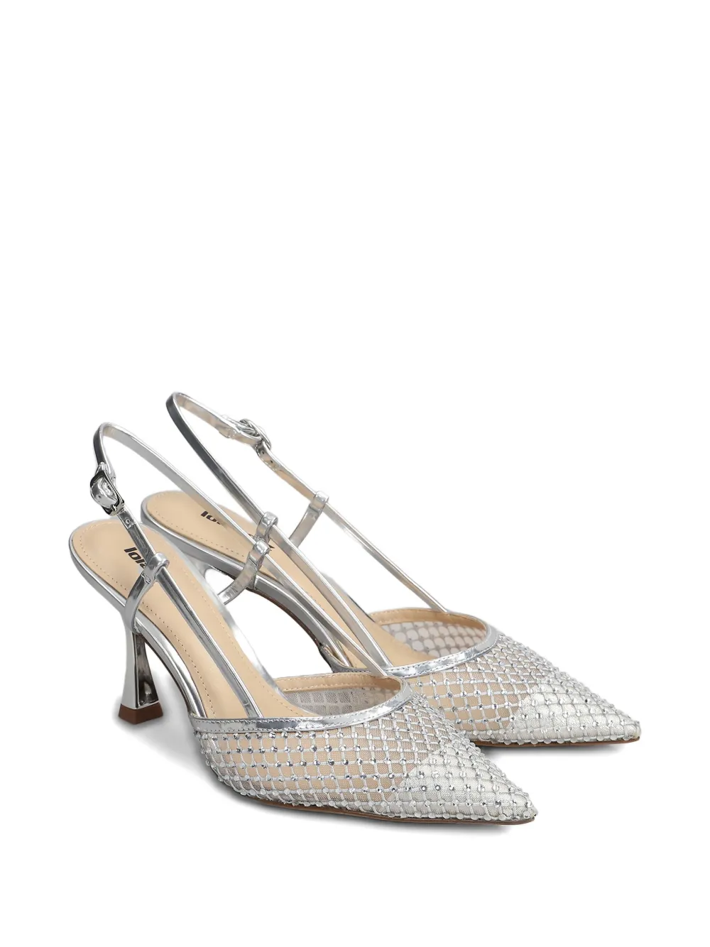 Lola Cruz 90mm slingback crystal-embellished pumps Silver