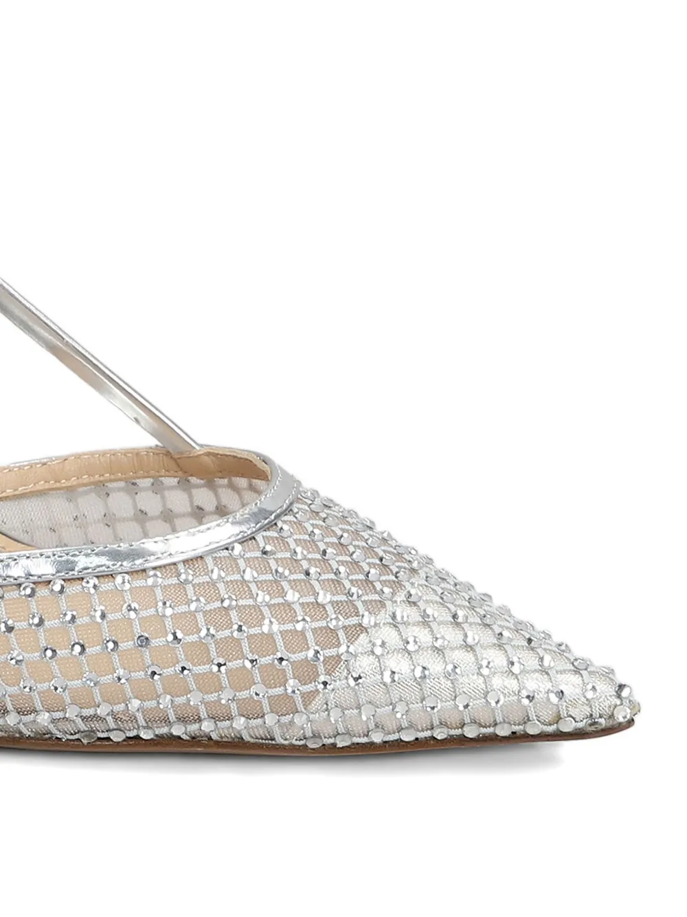 Lola Cruz 90mm slingback crystal-embellished pumps Silver