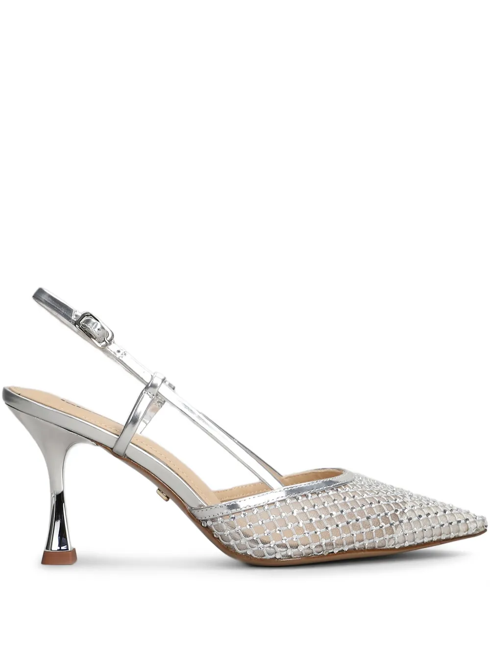 Lola Cruz 90mm slingback crystal-embellished pumps Silver