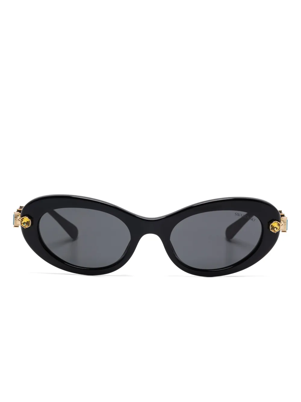 Swarovski Oval-frame Sunglasses In Black