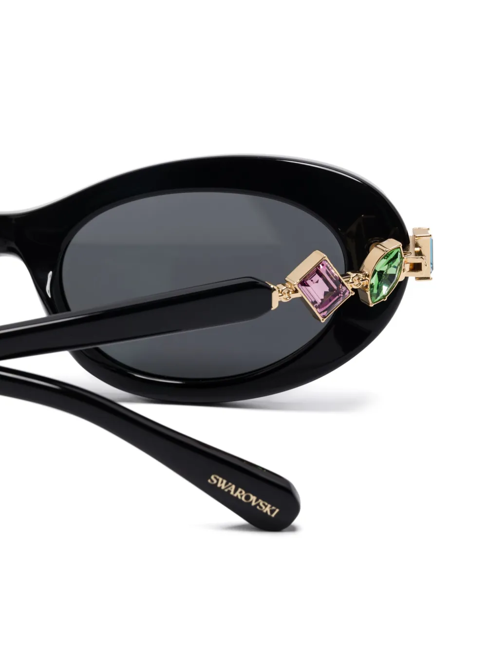 Swarovski Oval-frame Sunglasses In Black