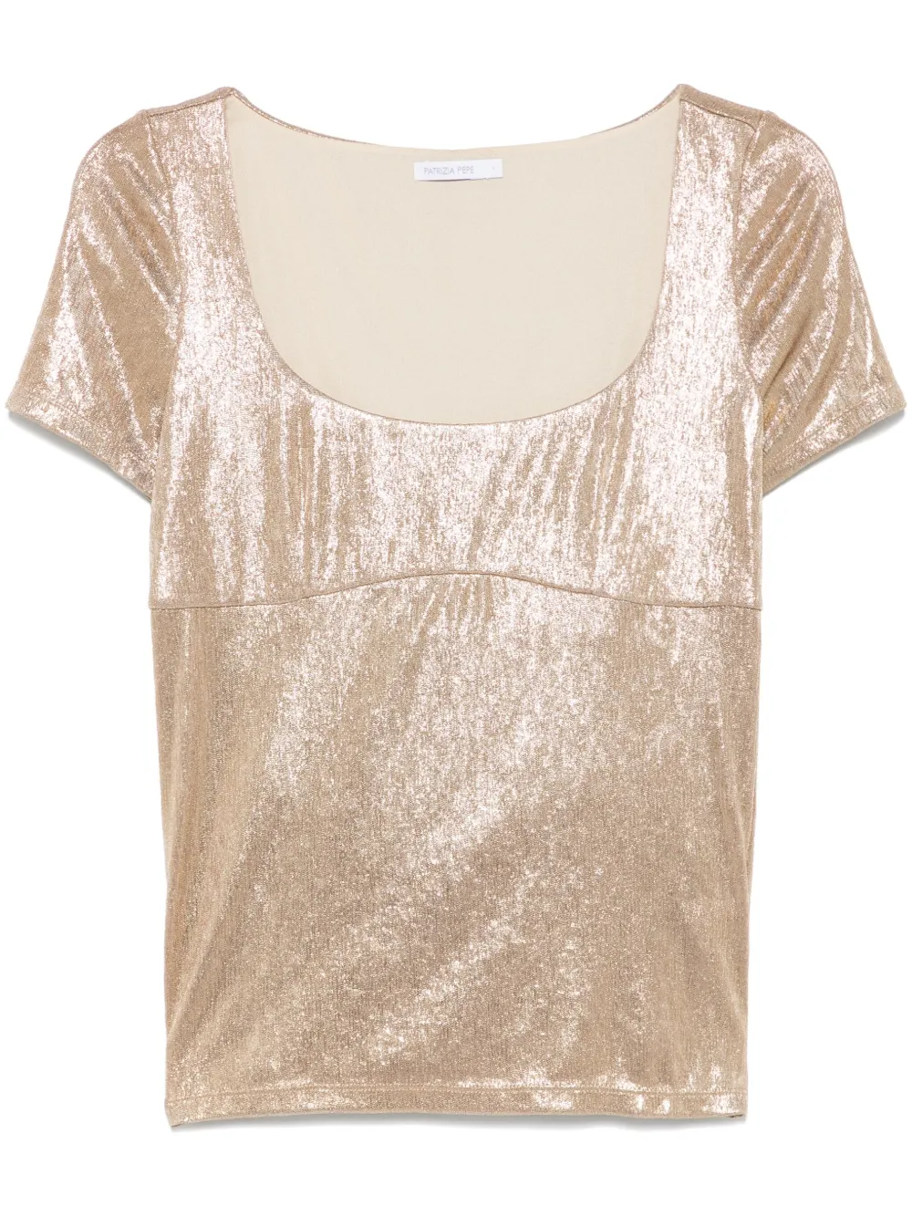 Patrizia Pepe Glanzend T-shirt Goud