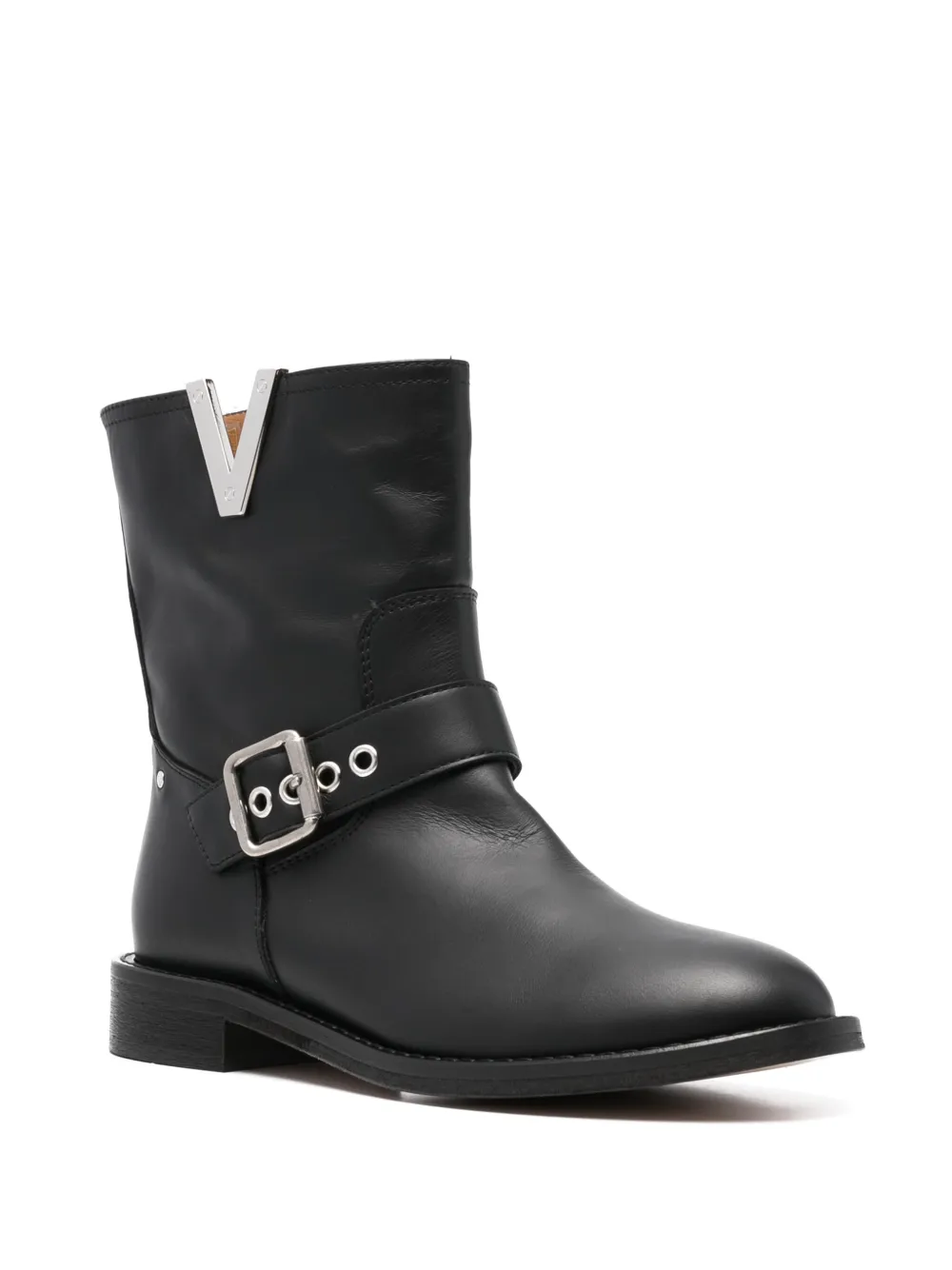 Via Roma 15 logo-plaque leather boots Black