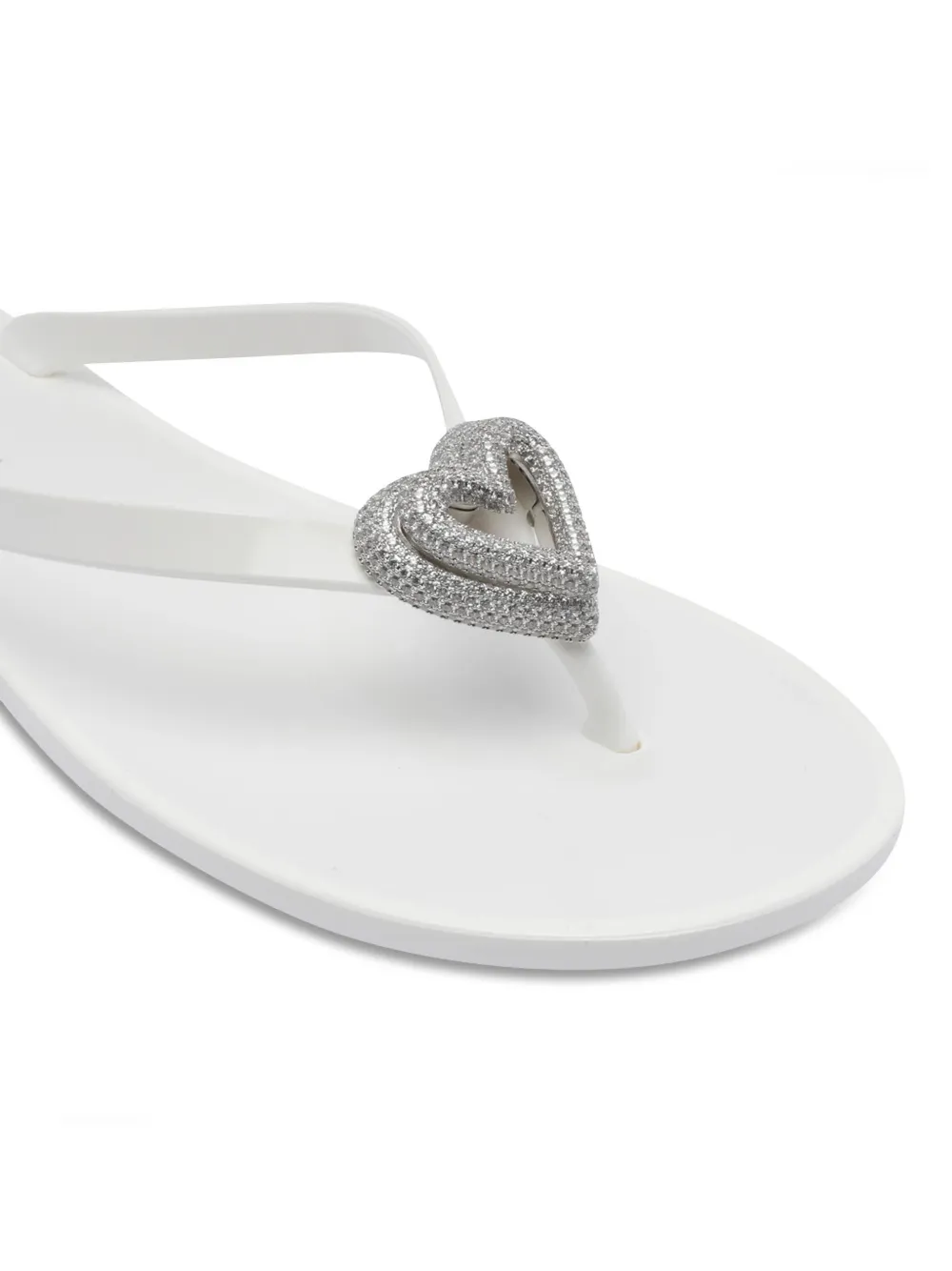 MACH & MACH heart-charm flip flops White