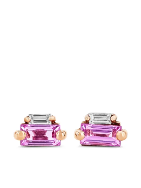 Suzanne Kalan 18kt roségouden stud oorbellen met roze saffier en diamant