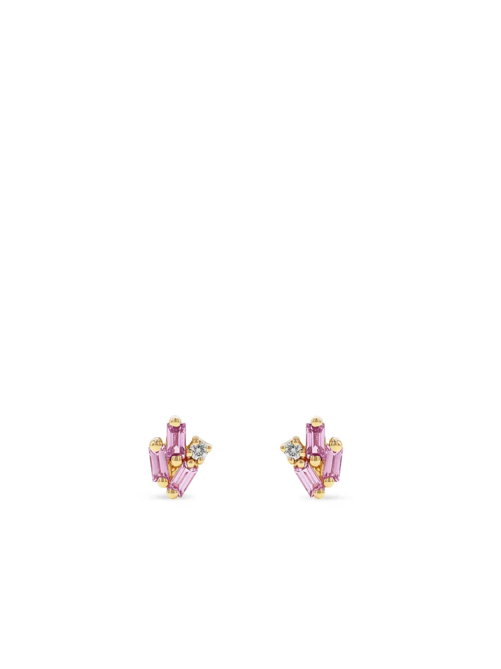 Suzanne Kalan 18kt yellow gold pink sapphire and diamond stud earrings - Oro