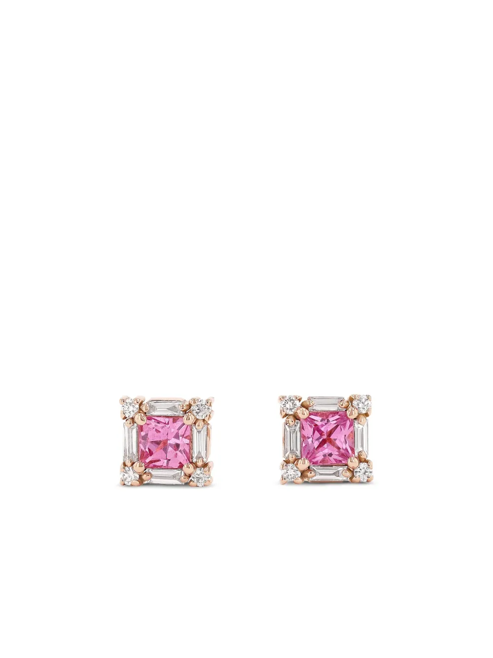 Suzanne Kalan 18kt rose gold pink sapphire and diamond stud earrings - Rosa