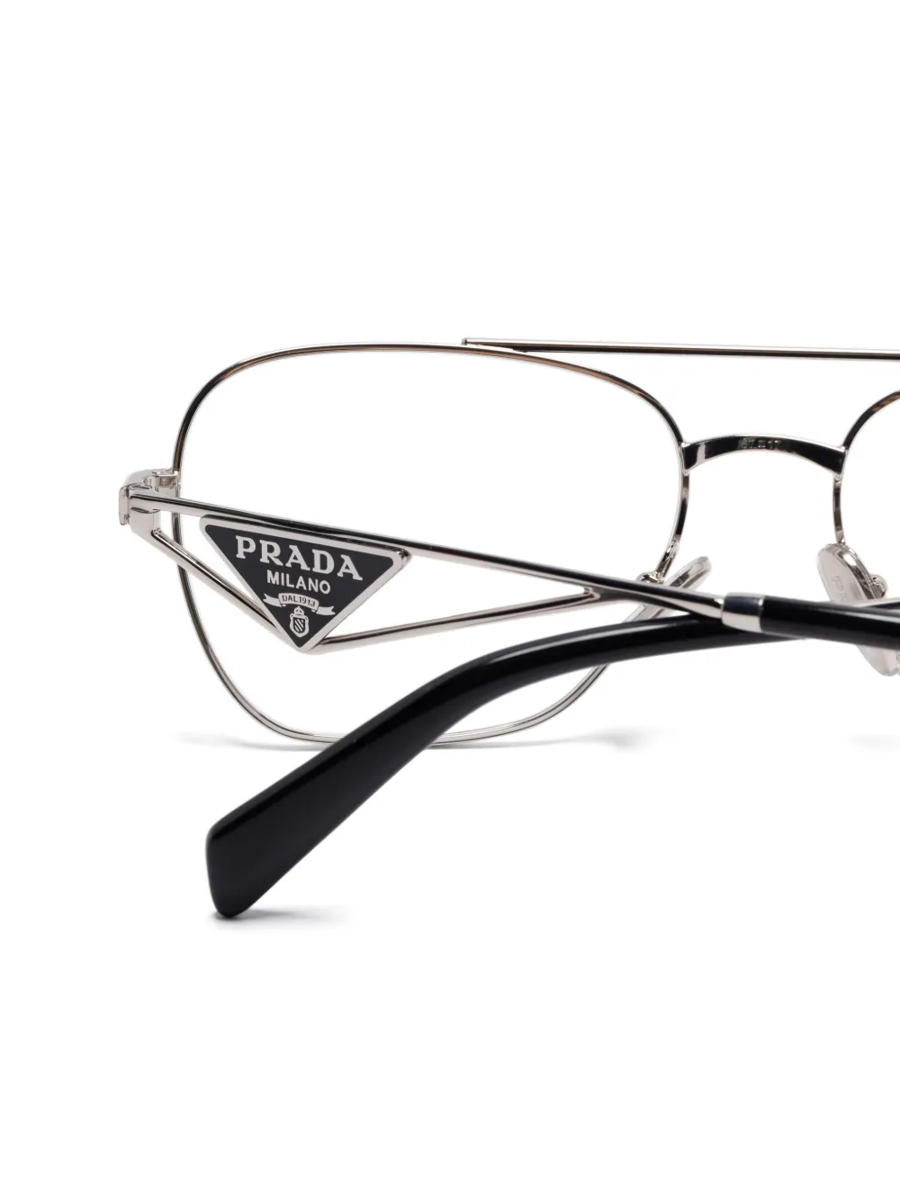 Prada Triangle-logo Glasses In Grey