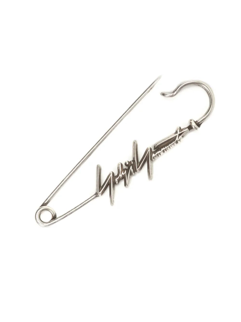 Yohji Yamamoto Logo-plaque Brooch In Silber
