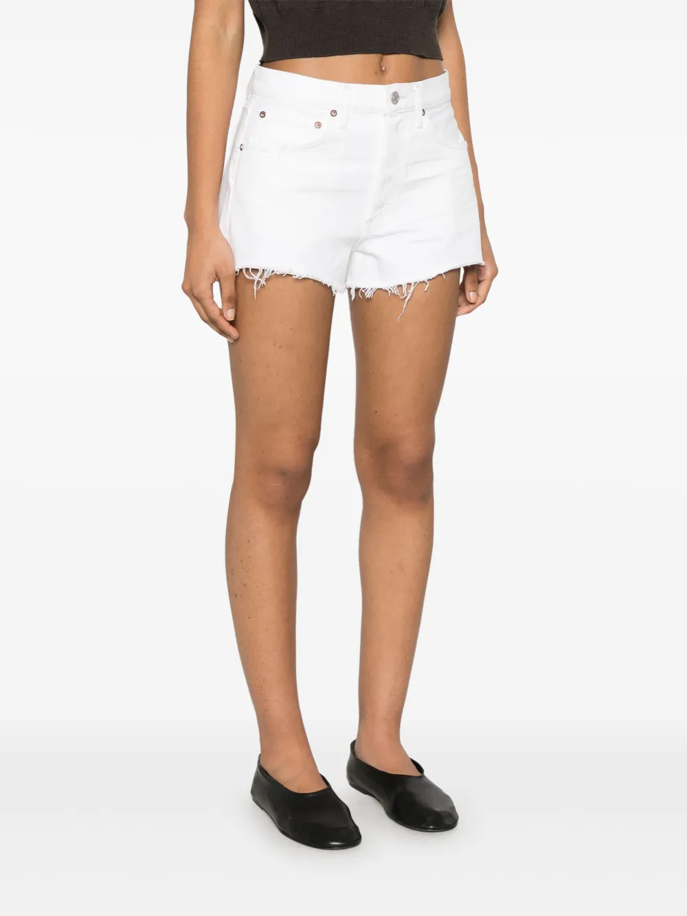 Agolde Parker Vintage Cutoff Organic Denim Shorts In White