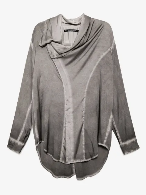 Julius satin wrap-neck shirt