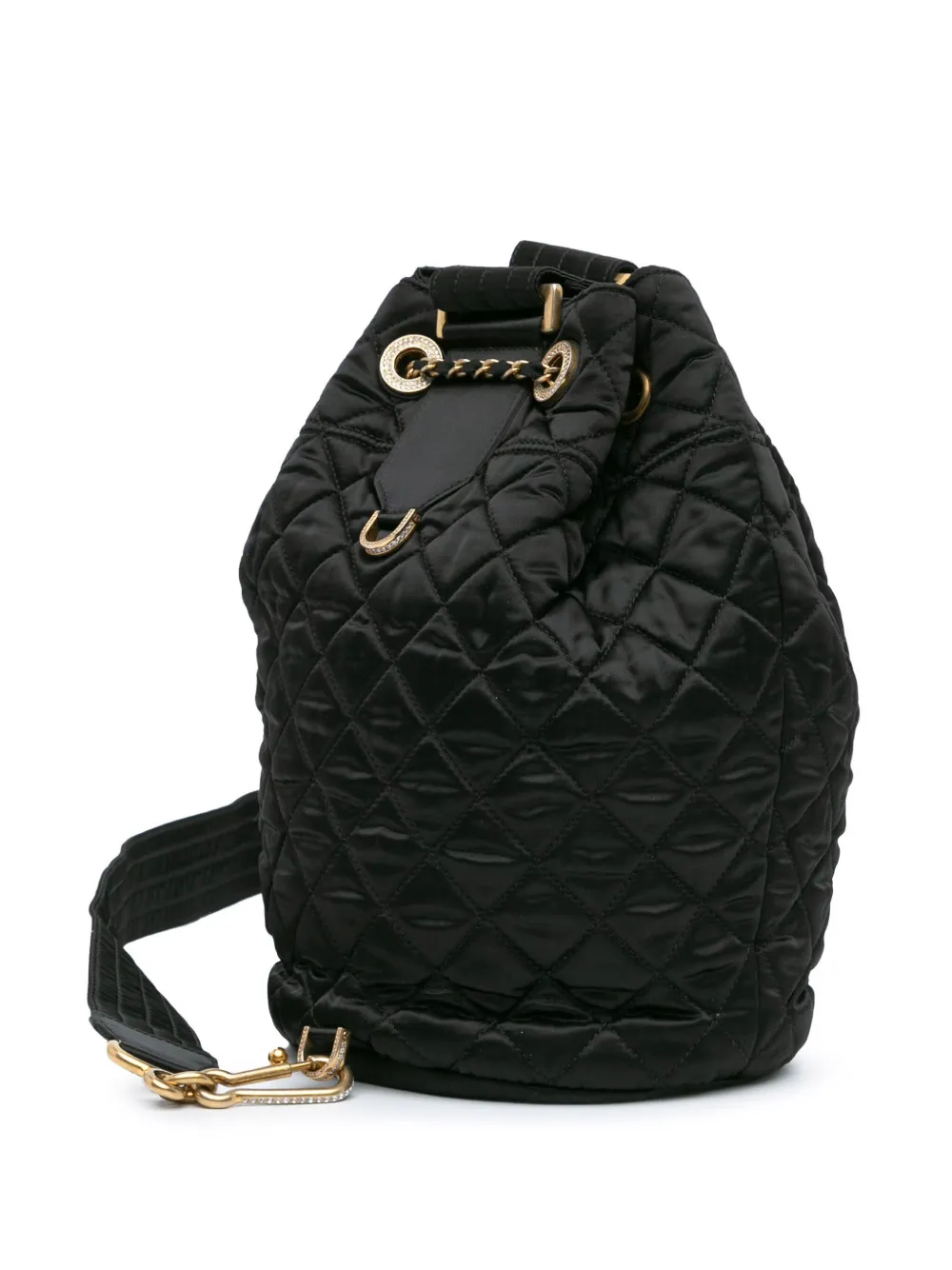 CHANEL Pre-Owned 2018-2019 Quilted Nylon Crystal CC Drawstring Sling Bag crossbody bag | Pre-Owned | Image 2