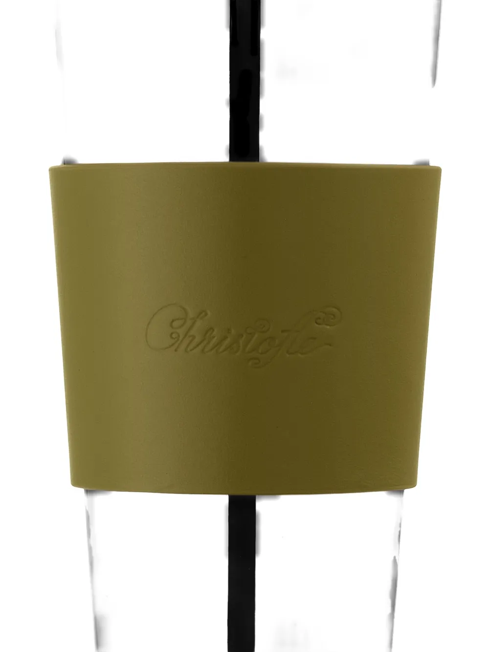Christofle Stainless Steel Coffee Cup Objets Miroir With Leather Sleeve