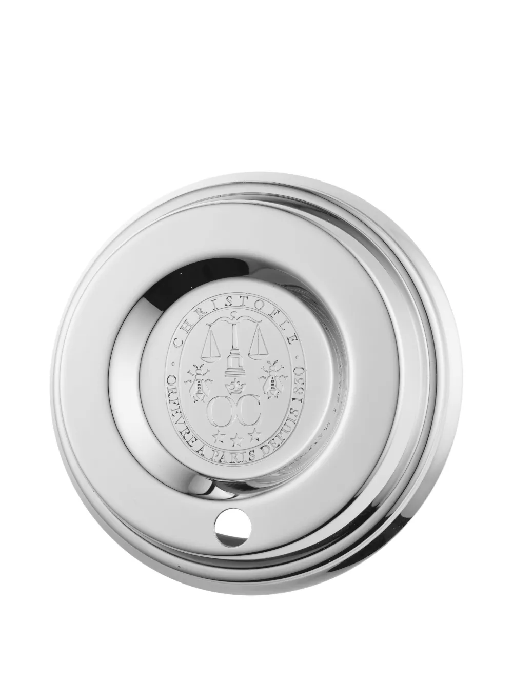 Christofle Stainless Steel Coffee Cup Objets Miroir With Leather Sleeve