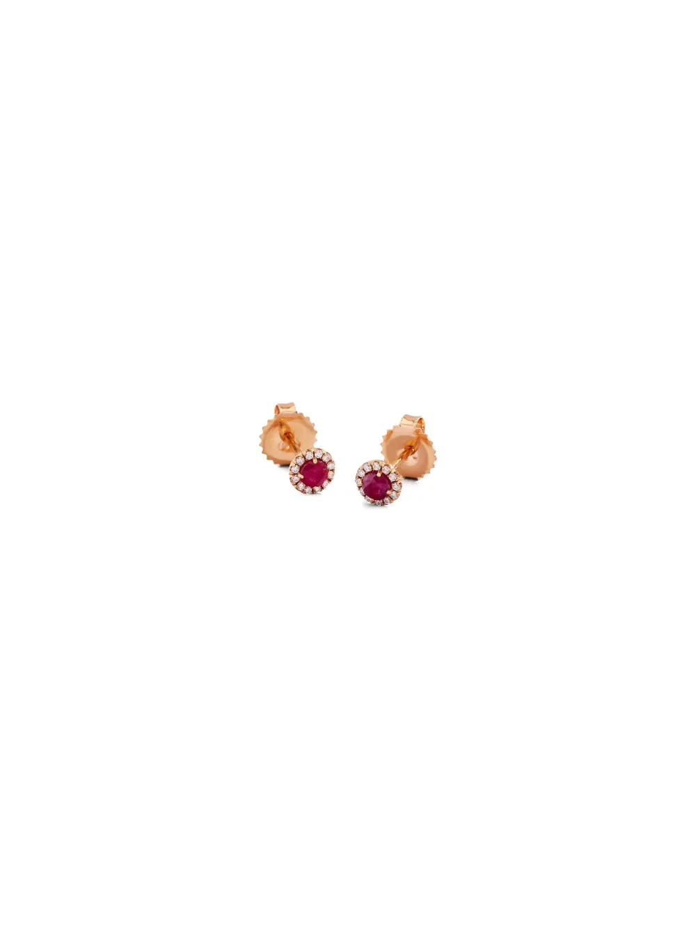 Suzanne Kalan 18kt rose gold diamond and ruby stud earrings - Roze