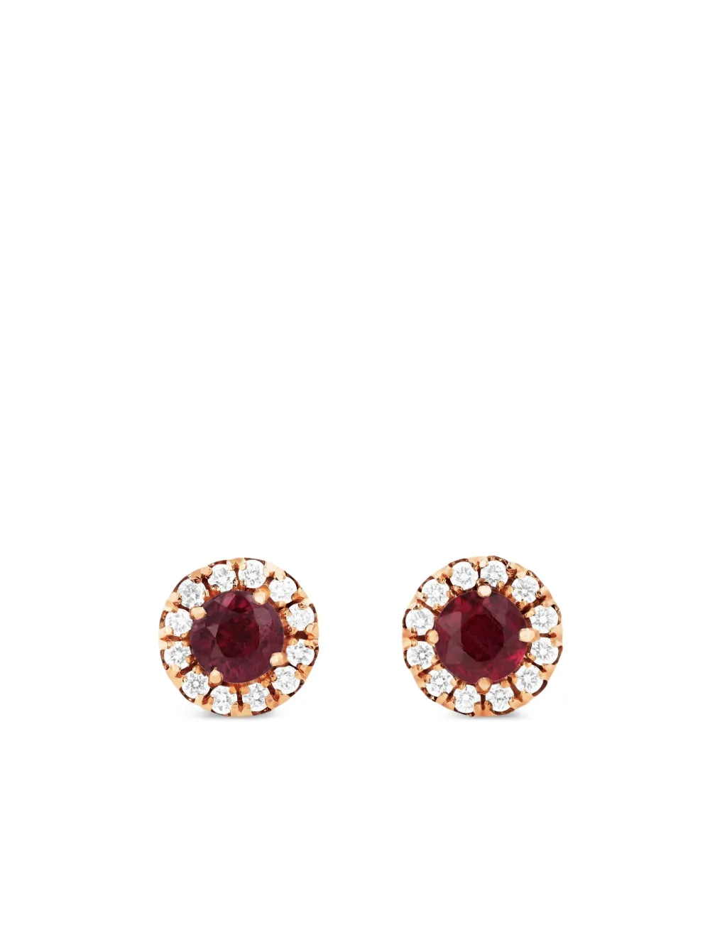 Suzanne Kalan 18kt rose gold diamond and ruby stud earrings - Rosa