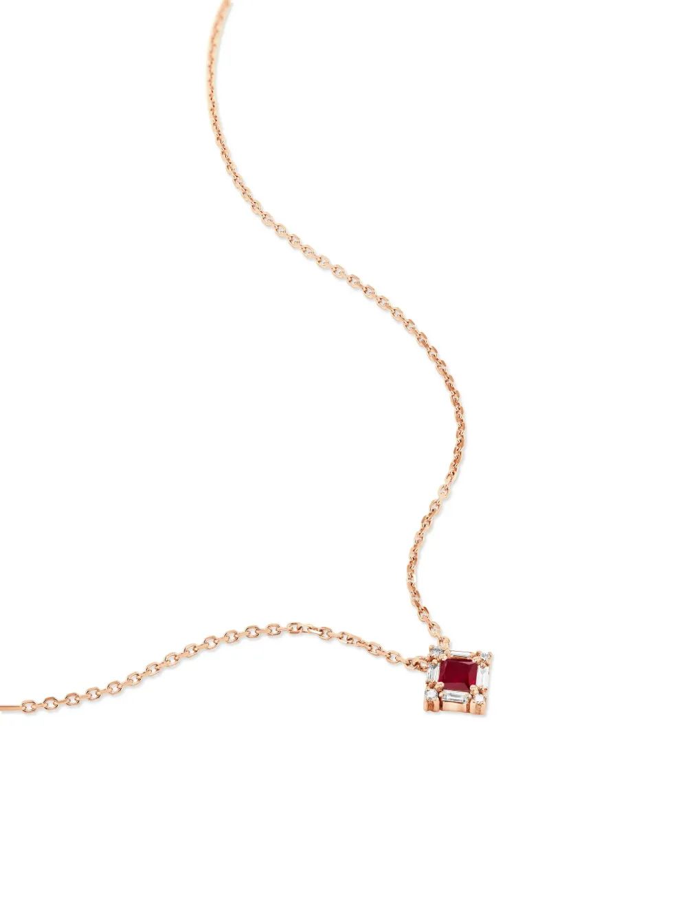 Suzanne Kalan 18kt rose gold ruby and diamond pendant necklace - Rosa