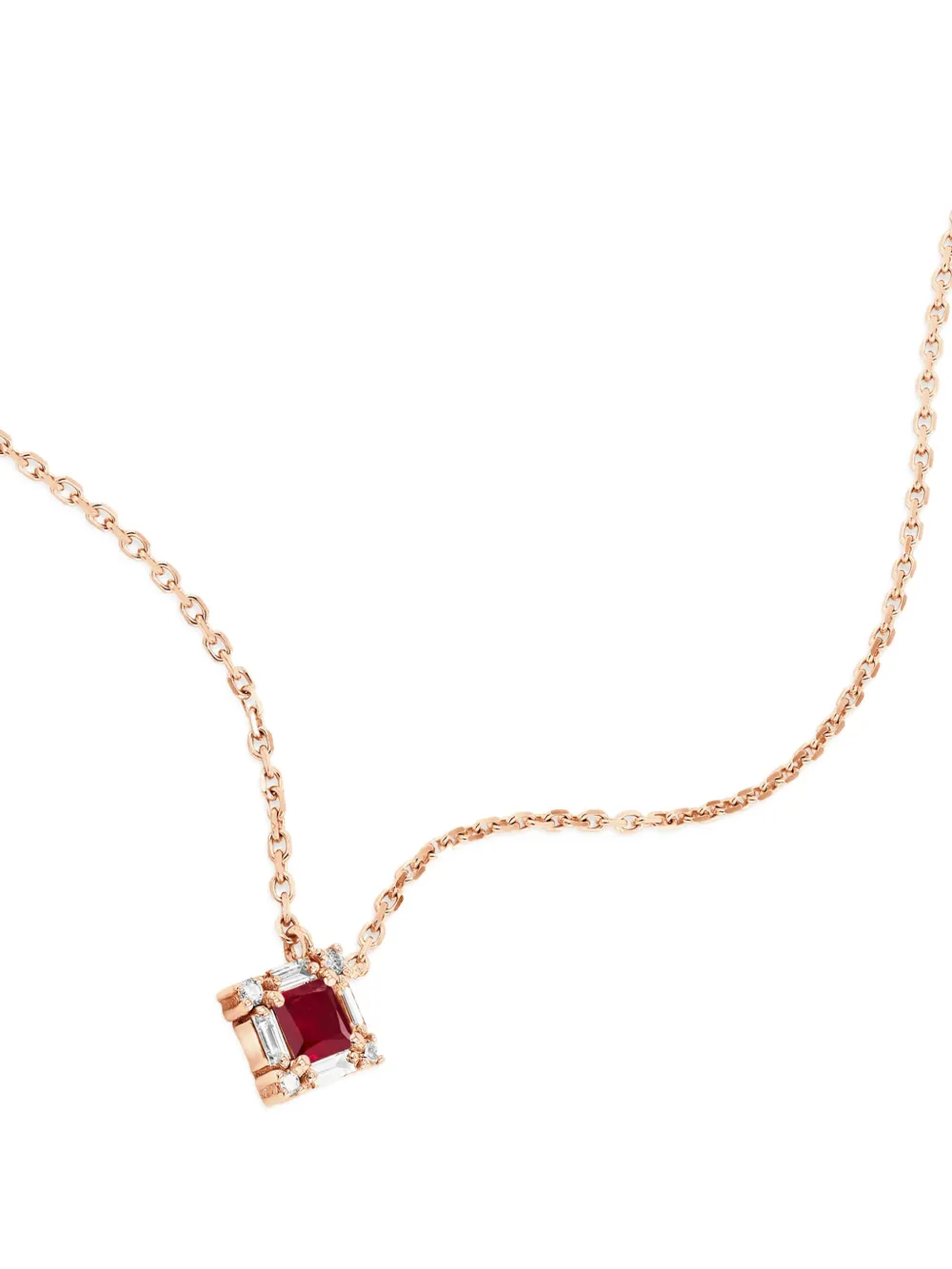 Suzanne Kalan 18kt rose gold ruby and diamond pendant necklace - Rosa