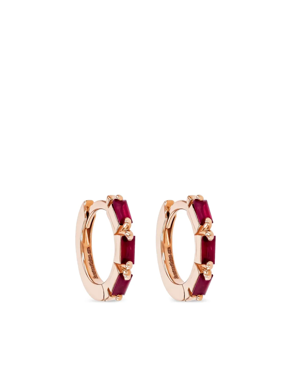 Suzanne Kalan 18kt rose gold ruby huggies - Rosa
