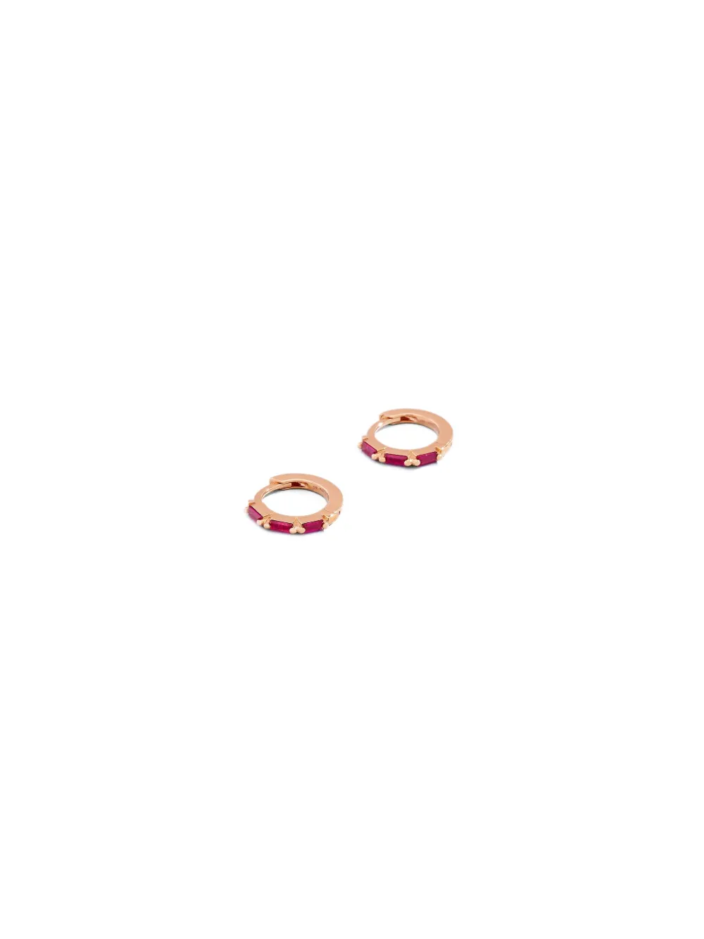 Suzanne Kalan 18kt rose gold ruby huggies - Roze