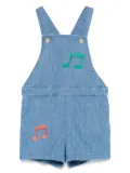 Mini Rodini note-embroidered denim playsuit - Blue