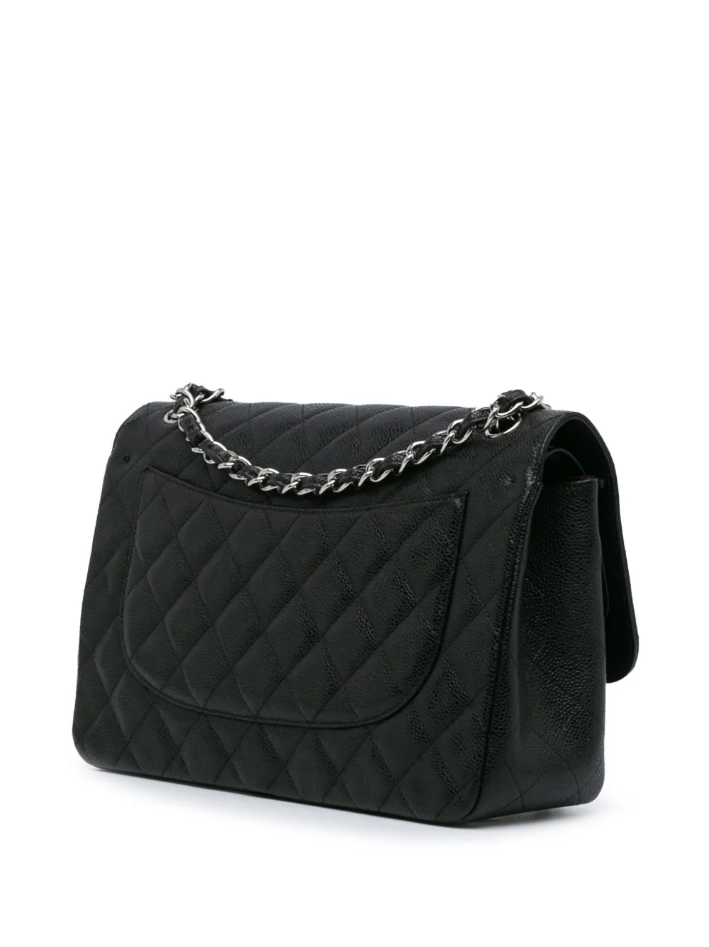 CHANEL Pre-Owned 2011 Jumbo Classic Caviar Double Flap schoudertas - Zwart