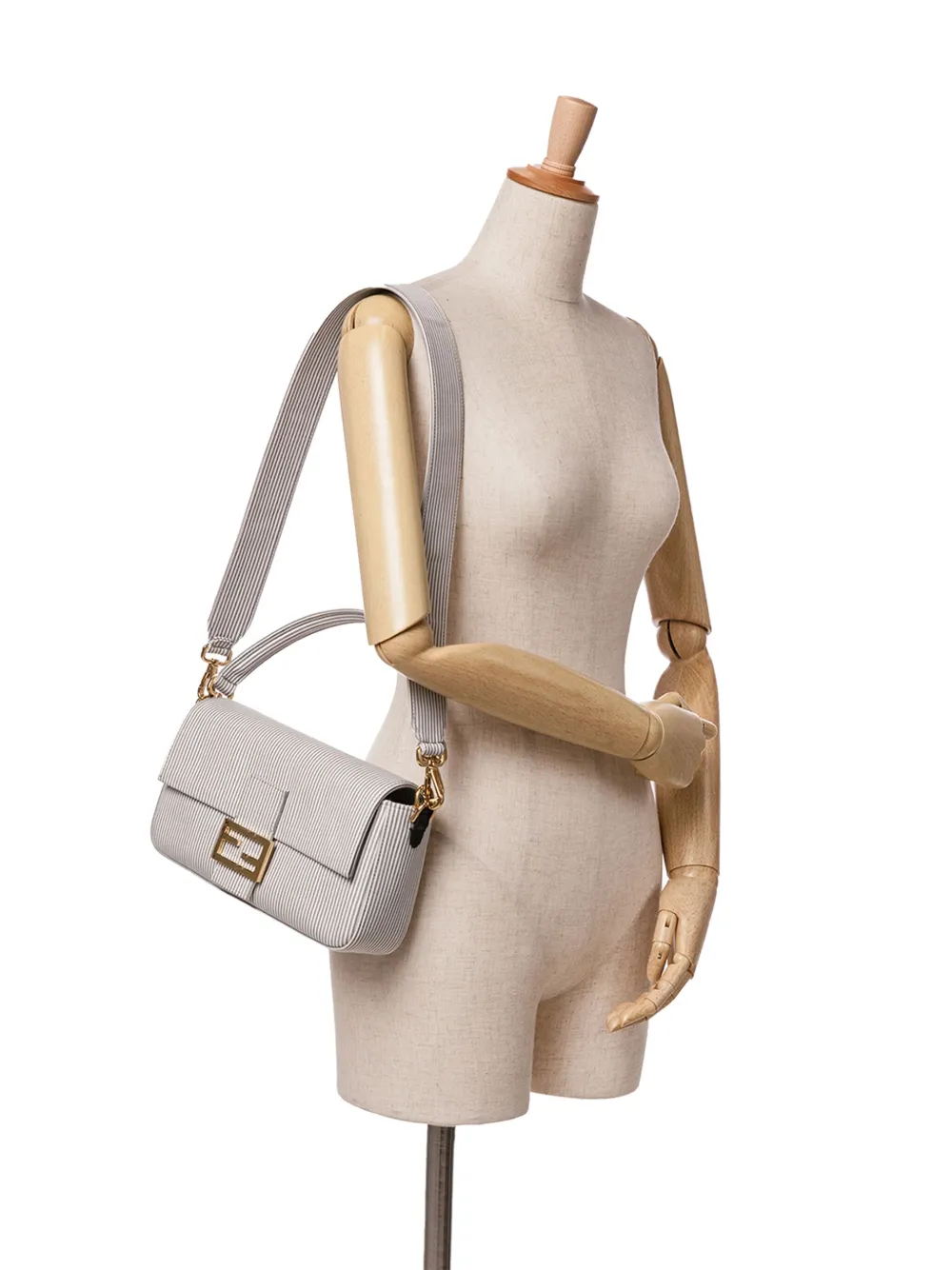 Fendi Pre-Owned 2010-2024 Striped Jersey Baguette satchel | Image 7