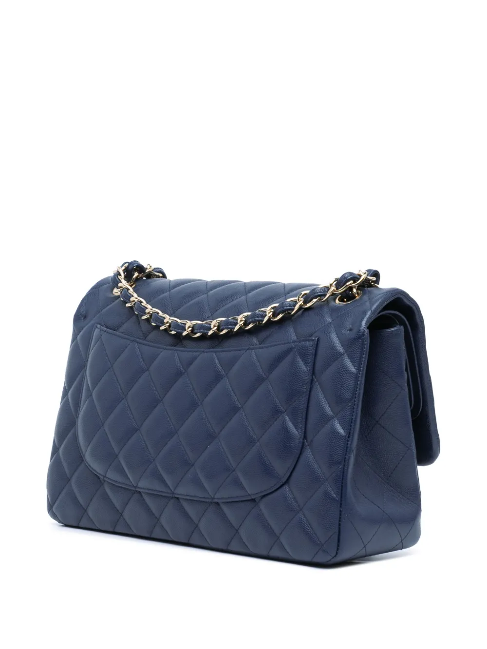 CHANEL Pre-Owned 2017-2018 Jumbo Classic Caviar Double Flap schoudertas - Blauw