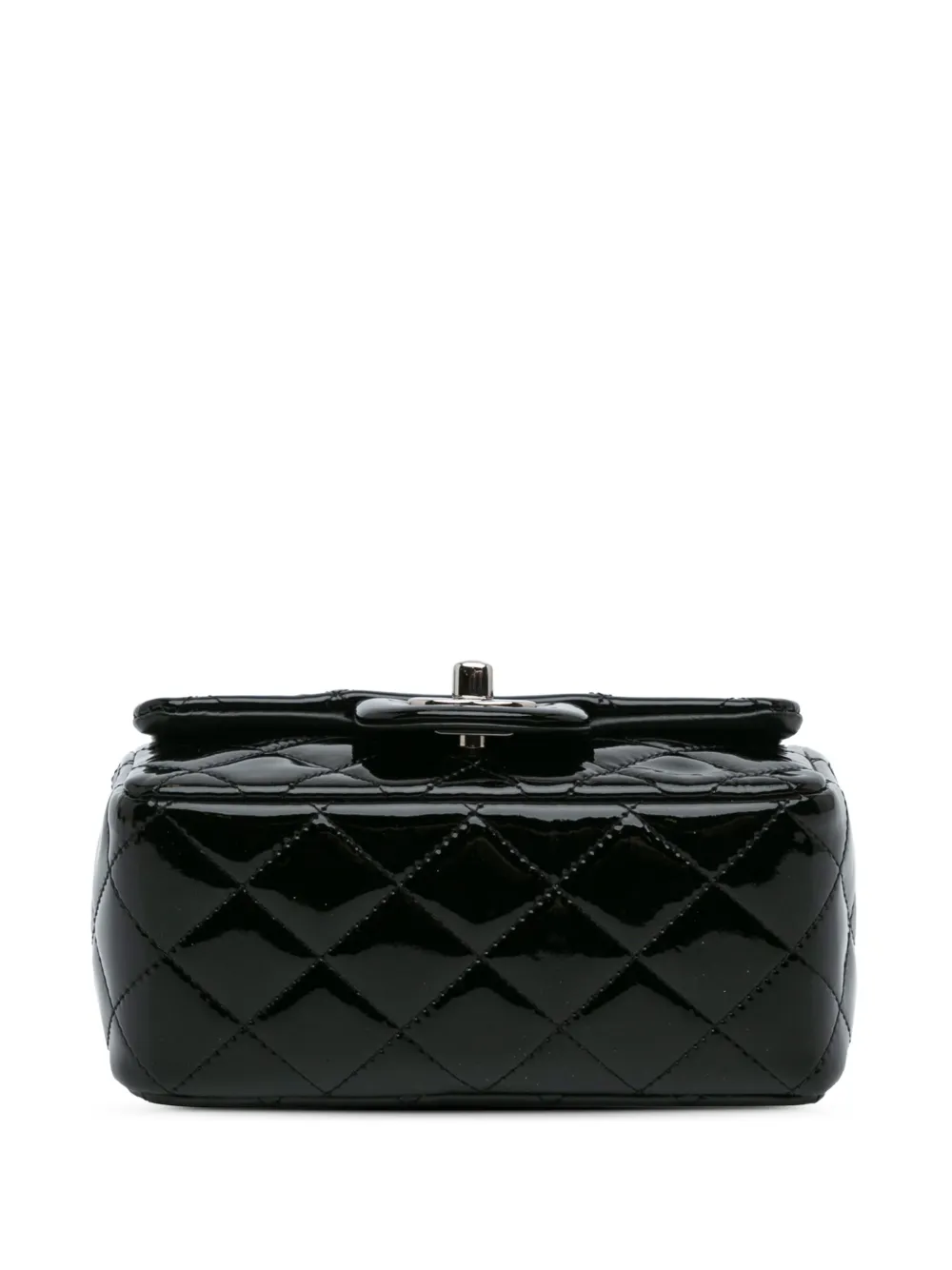 Pre-owned Chanel 2012-2013 Mini Square Classic Patent Single Flap Crossbody Bag In Black