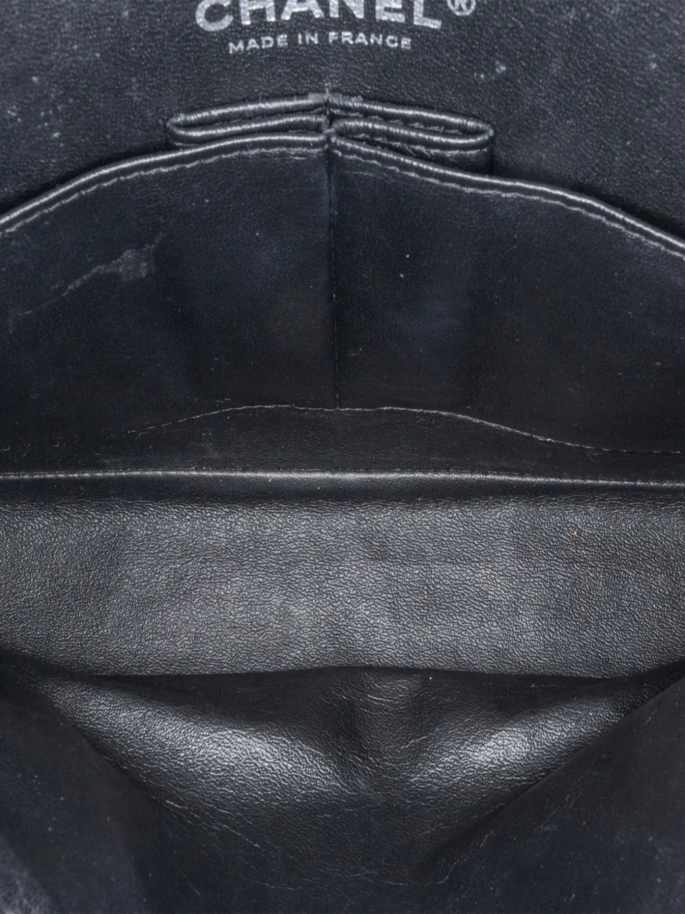 Pre-owned Chanel 2015-2016 Medium Classic Chevron Patent Double Flap Shoulder Bag In Black