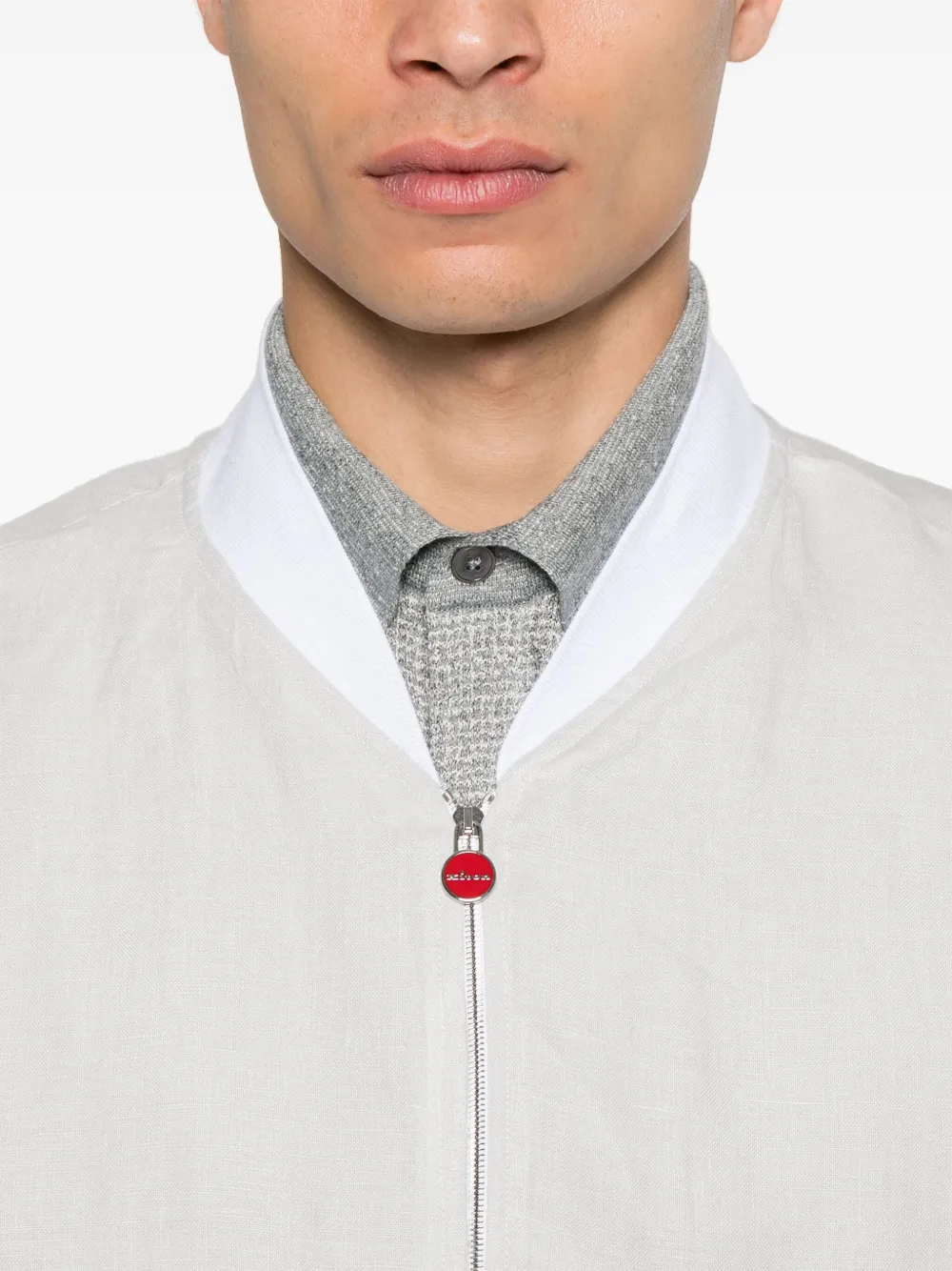 Kiton Linnen jack Grijs