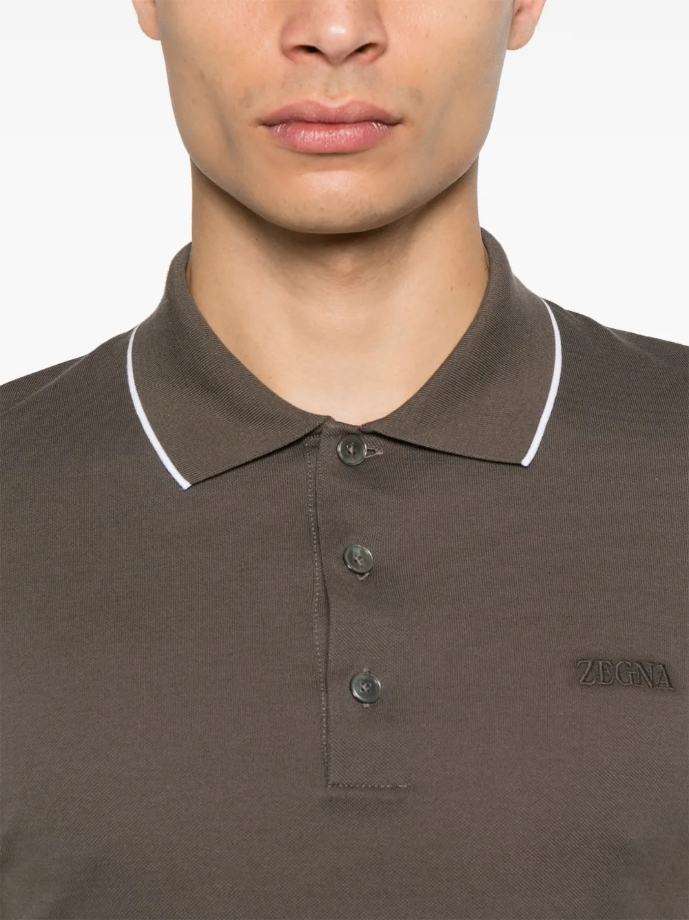 Zegna Poloshirt met geborduurd logo Bruin