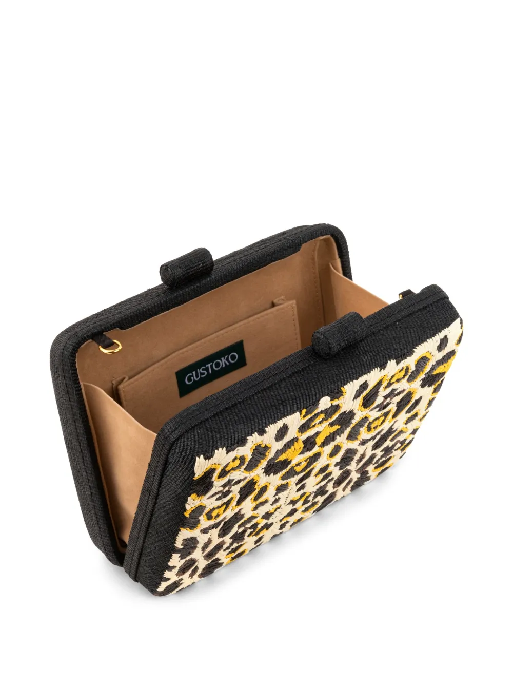 Gustoko leopard-pattern clutch - Zwart