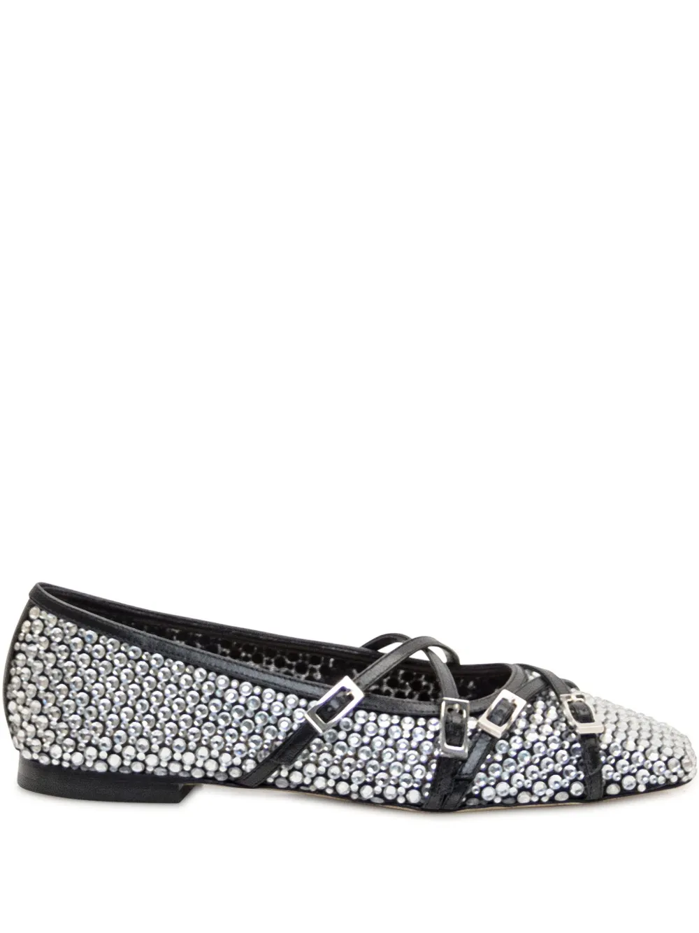 MACH & MACH Crystal Net ballerina shoes Black