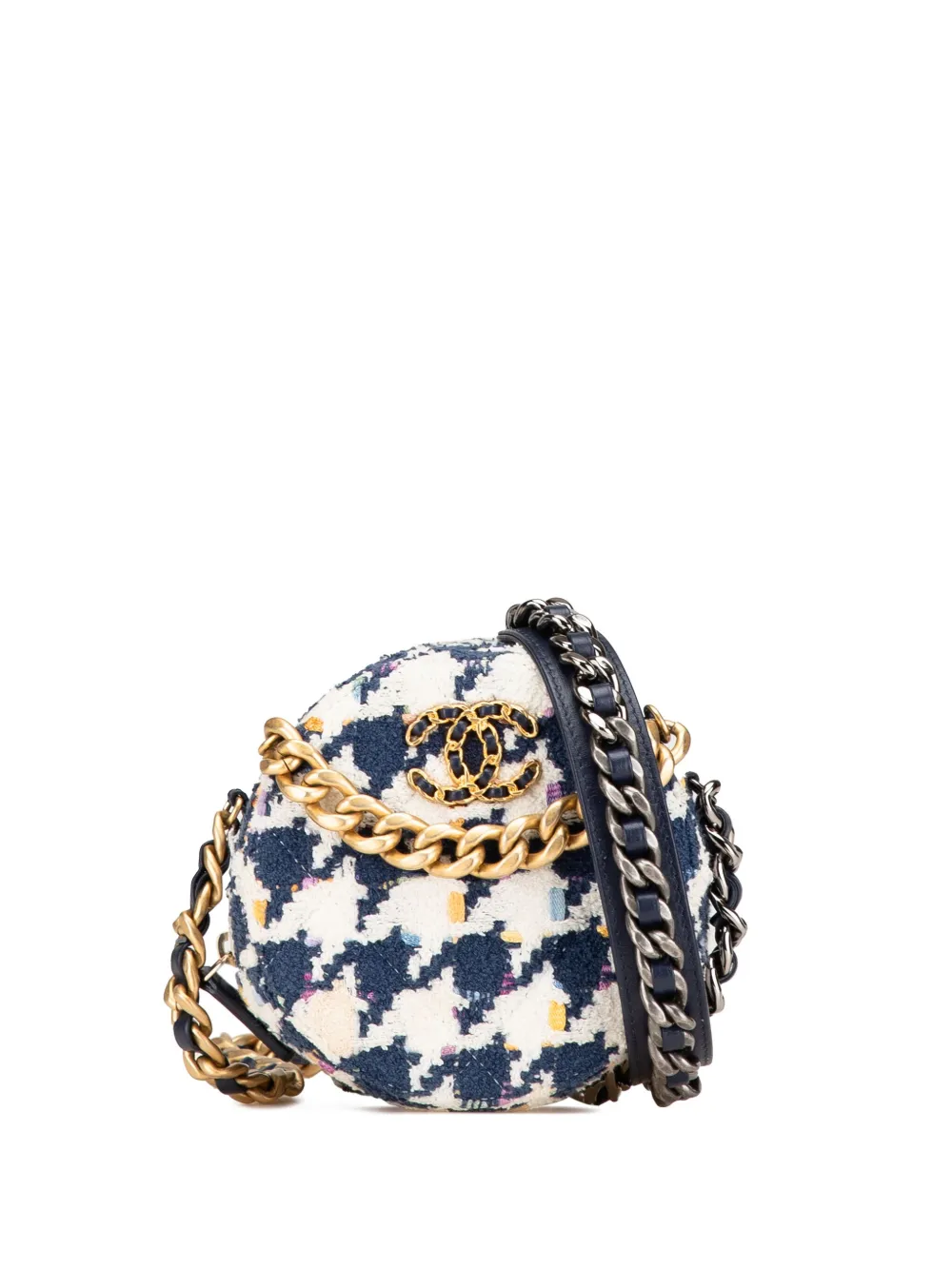 CHANEL Pre-Owned 2020 Tweed 19 Round Clutch with Chain satchel | Blue | Image 1