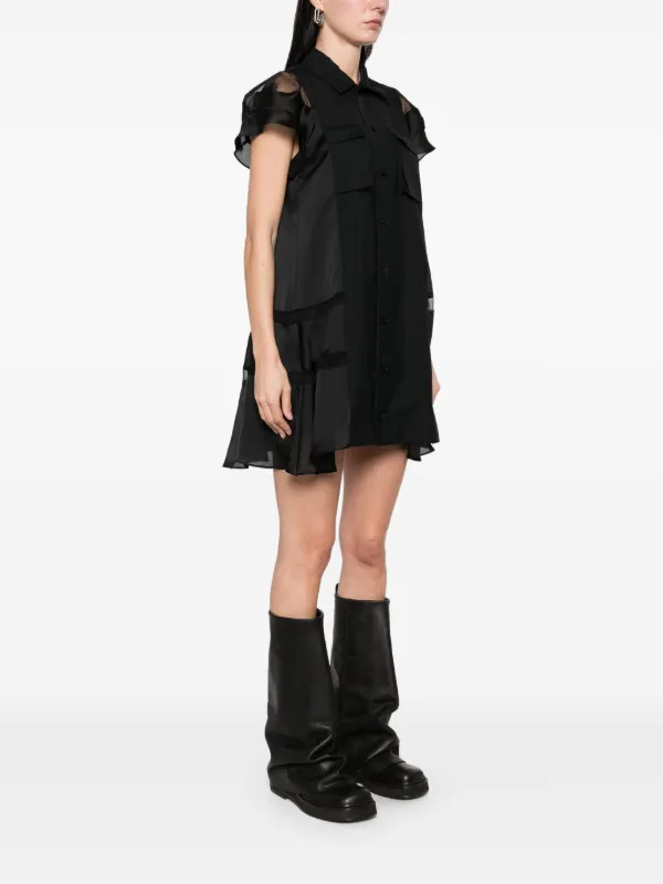 おすすめ人気ランキング2024年 Sacai sheer-panels Shirt Dress | Black | FARFETCH ワンピース