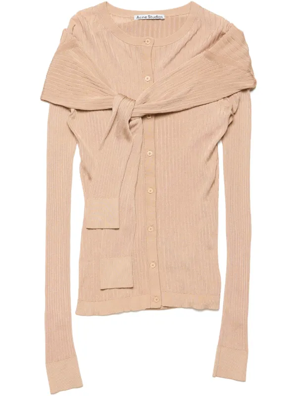 Acne Studios Ribbed-knit Cardigan in Neutrals