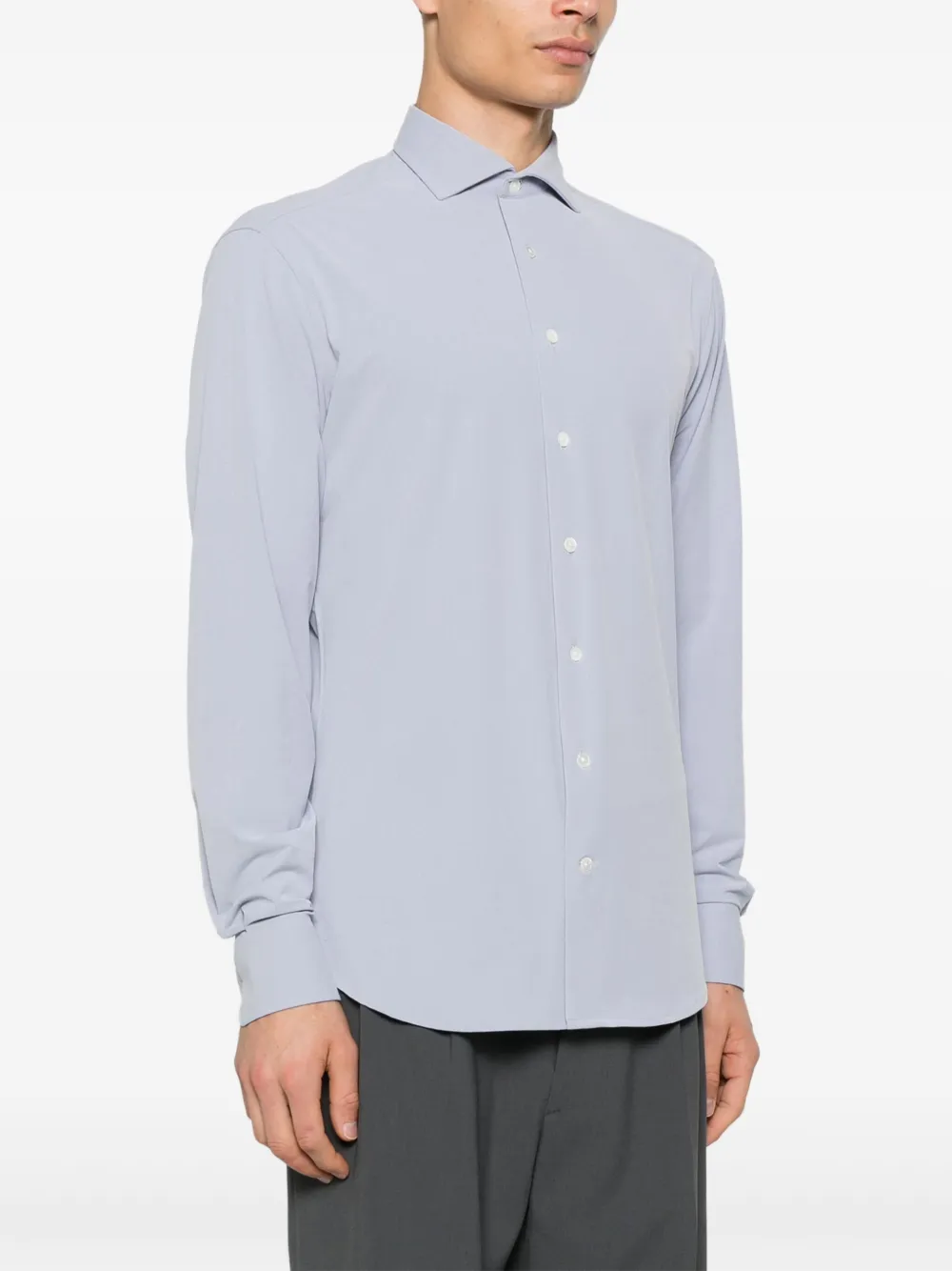 Shop Traiano Milano Cutaway-collar Shirt In Blue