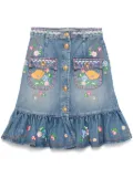 Valentino Garavani floral-embroidered midi skirt - Blue