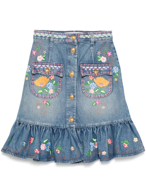 Valentino Garavani falda midi con bordado floral