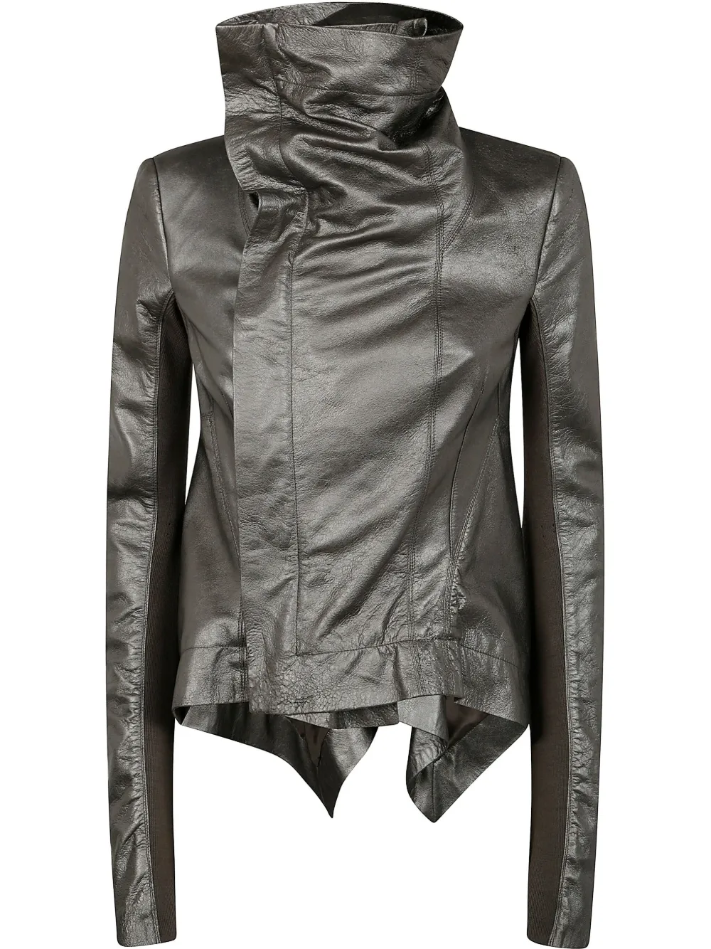 Rick Owens Leren bikerjack Zilver