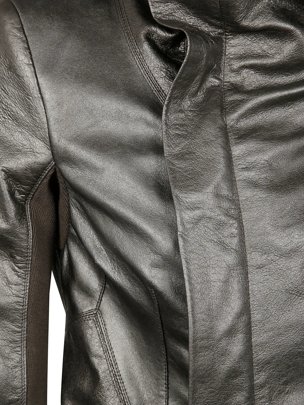 Rick Owens Leren bikerjack Zilver