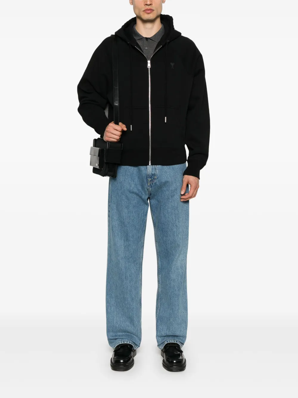 AMI Paris Hoodie met borduurwerk Zwart