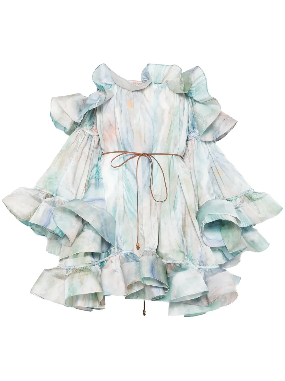 ZIMMERMANN Illuminate mini-jurk met fladdermouwen Blauw