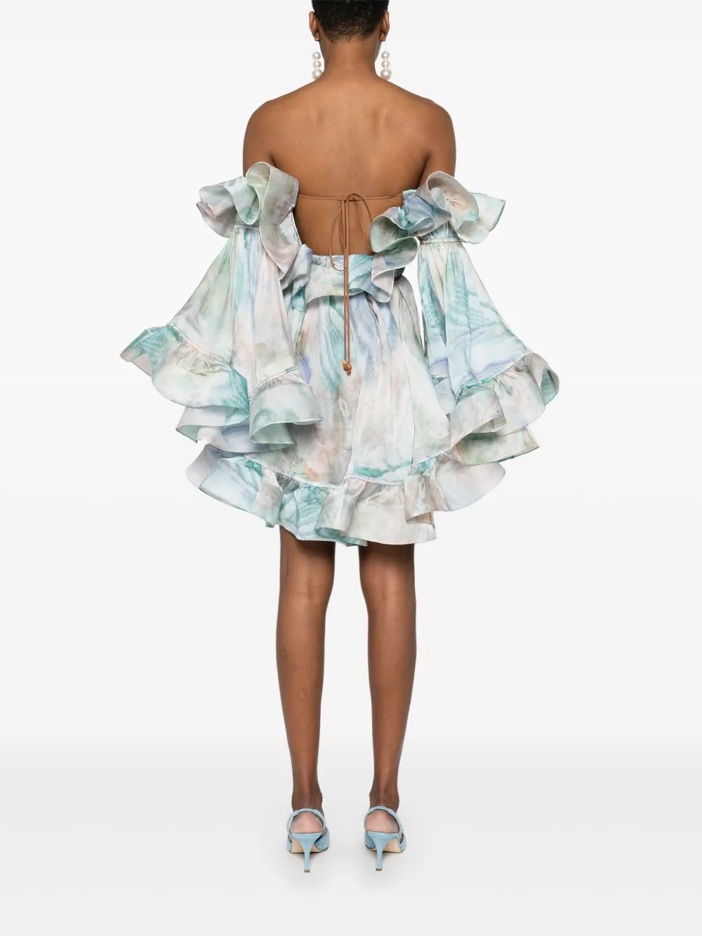 ZIMMERMANN Illuminate mini-jurk met fladdermouwen Blauw