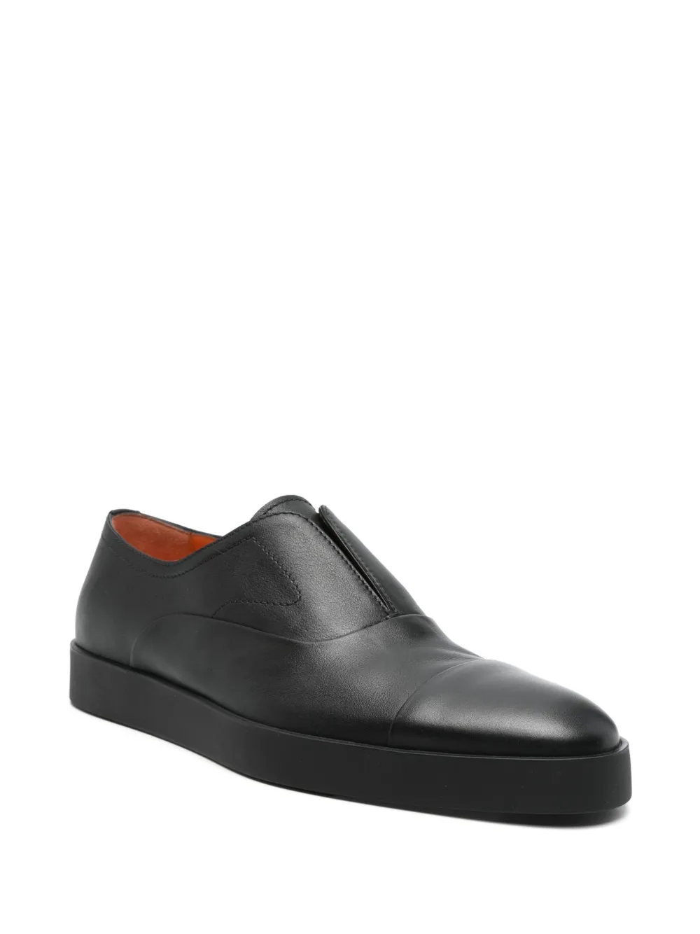 Santoni Leren loafers - Zwart